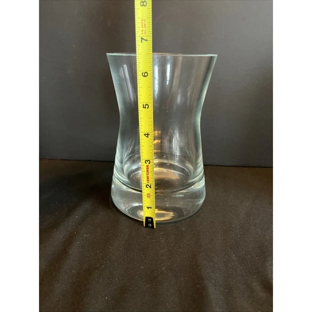 Elegant VTG Lead Crystal Vase with Hour Clock Look Heavy Thick Glass 6.5”X4.25”